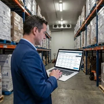 Logistics manager reviewing refrigerated freight options
