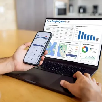Freight billing analytics shown on a laptop