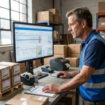 Retail shipping manager comparing carrier rates