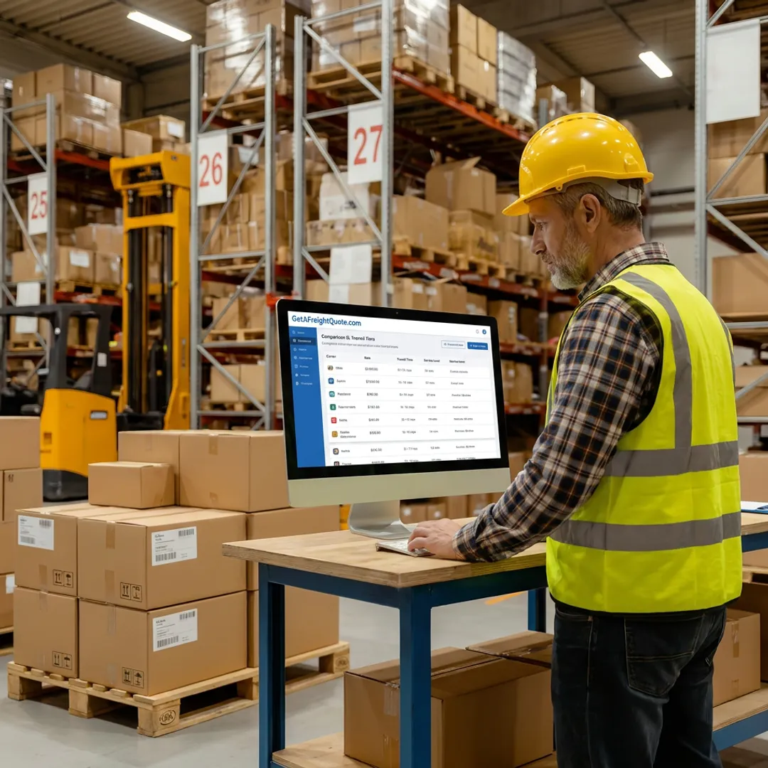 Freight manager comparing LTL pallet shipping rates