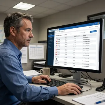 Shipping manager comparing LTL carrier rates online