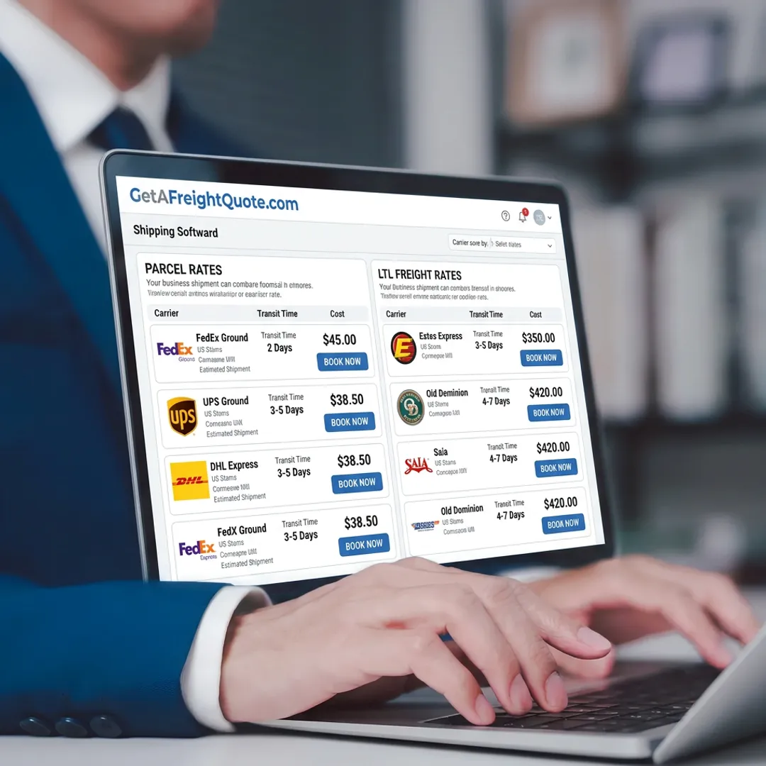 Shipping software comparing carrier rates