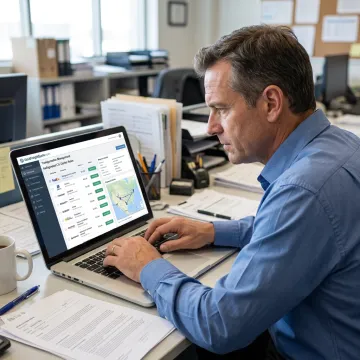 Logistics manager reviewing refrigerated LTL rates