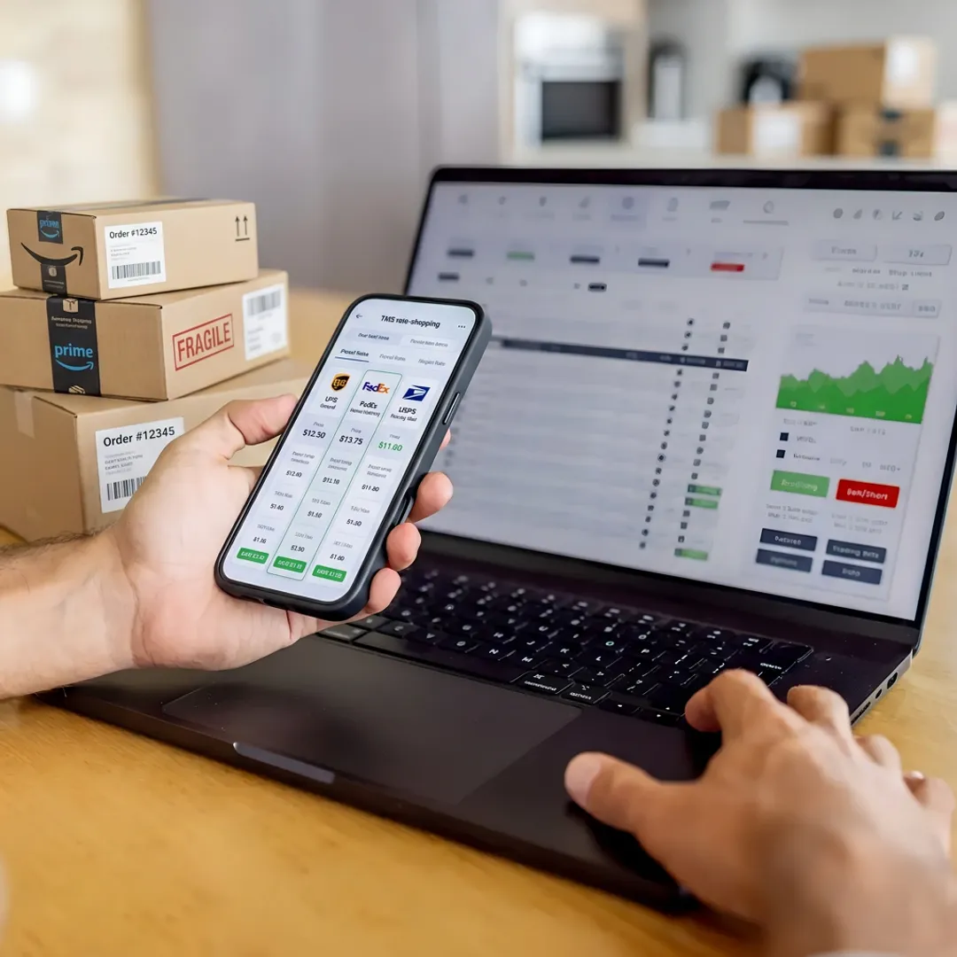 Shipping platform displaying parcel rate comparisons