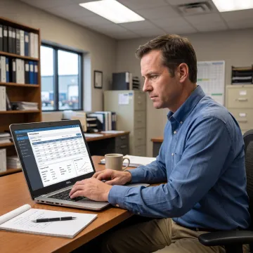 Logistics manager comparing freight carrier rates on a dashboard