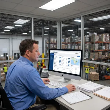 Logistics professional reviewing full truckload freight options