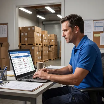 Logistics professional comparing freight shipping rates