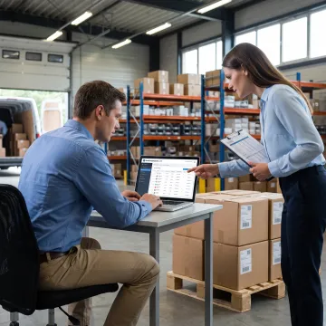 Logistics manager reviewing freight carrier rates