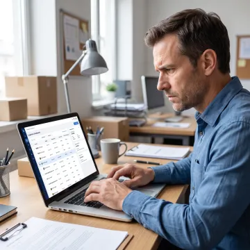 Business owner comparing freight carrier rates on a shipping dashboard