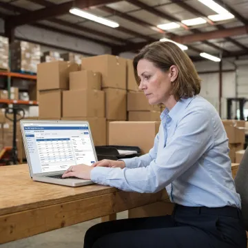 Logistics manager comparing freight shipping rates