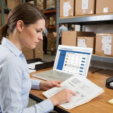 Logistics professional reviewing pallet freight details