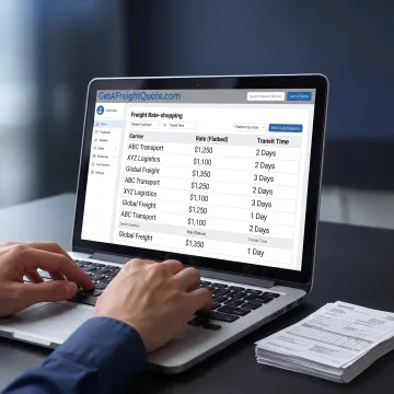 Logistics professional reviewing flatbed freight options
