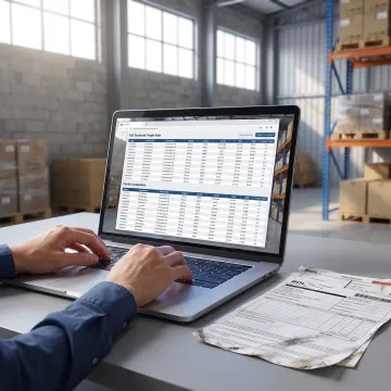Logistics manager reviewing truckload freight options