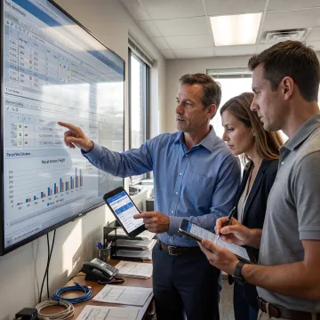 Team using shipping software to compare freight rates