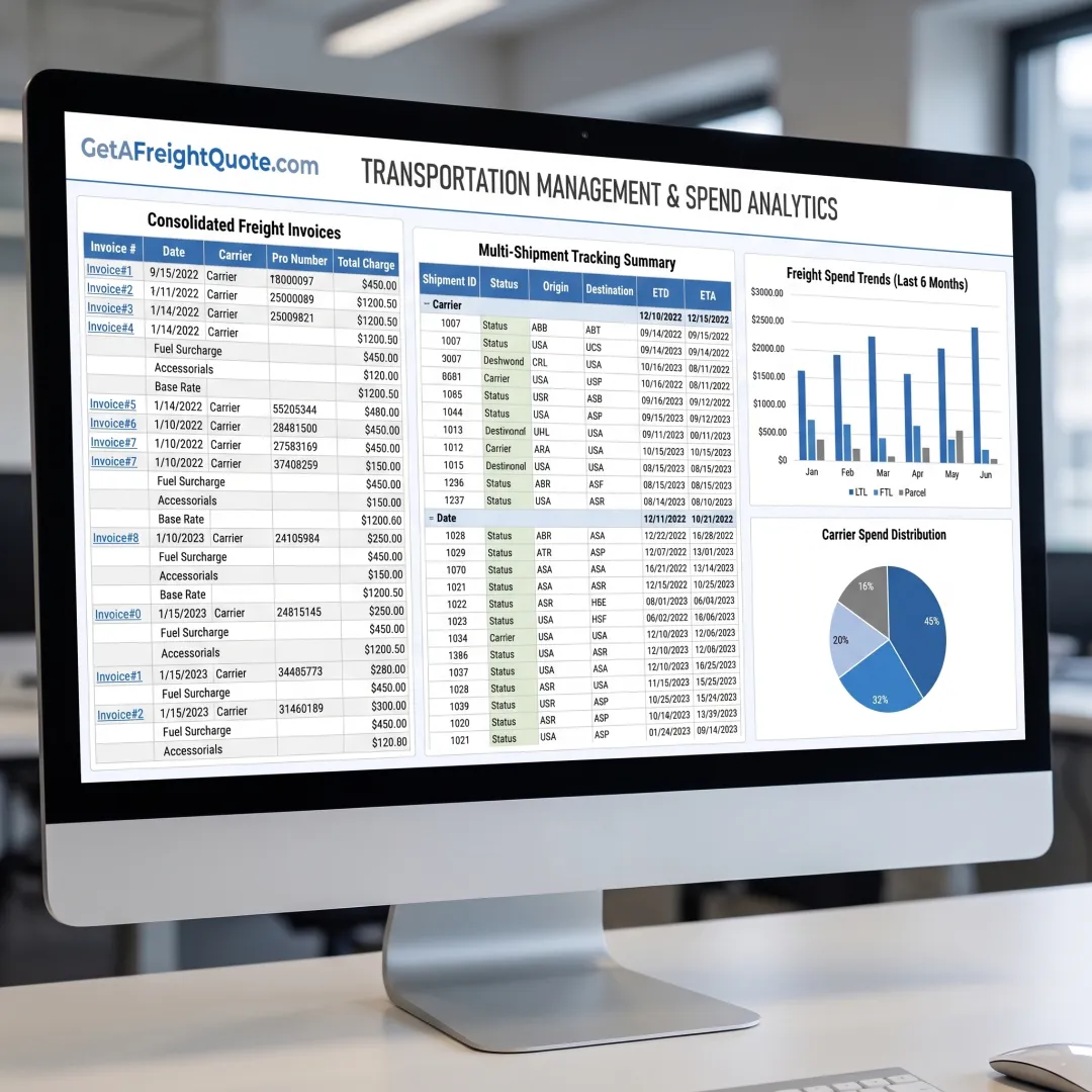 Freight invoice analytics displayed in TMS software