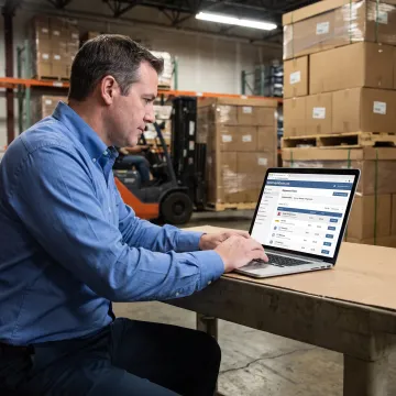 Logistics professional reviewing truckload shipment options