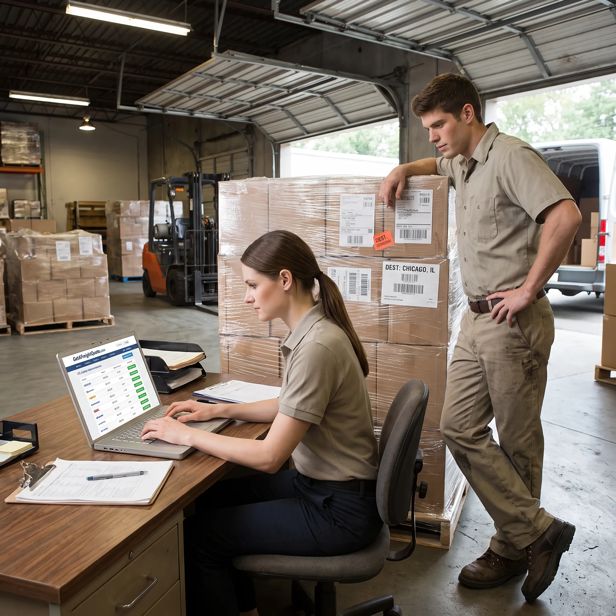 Business owner comparing LTL freight carrier rates