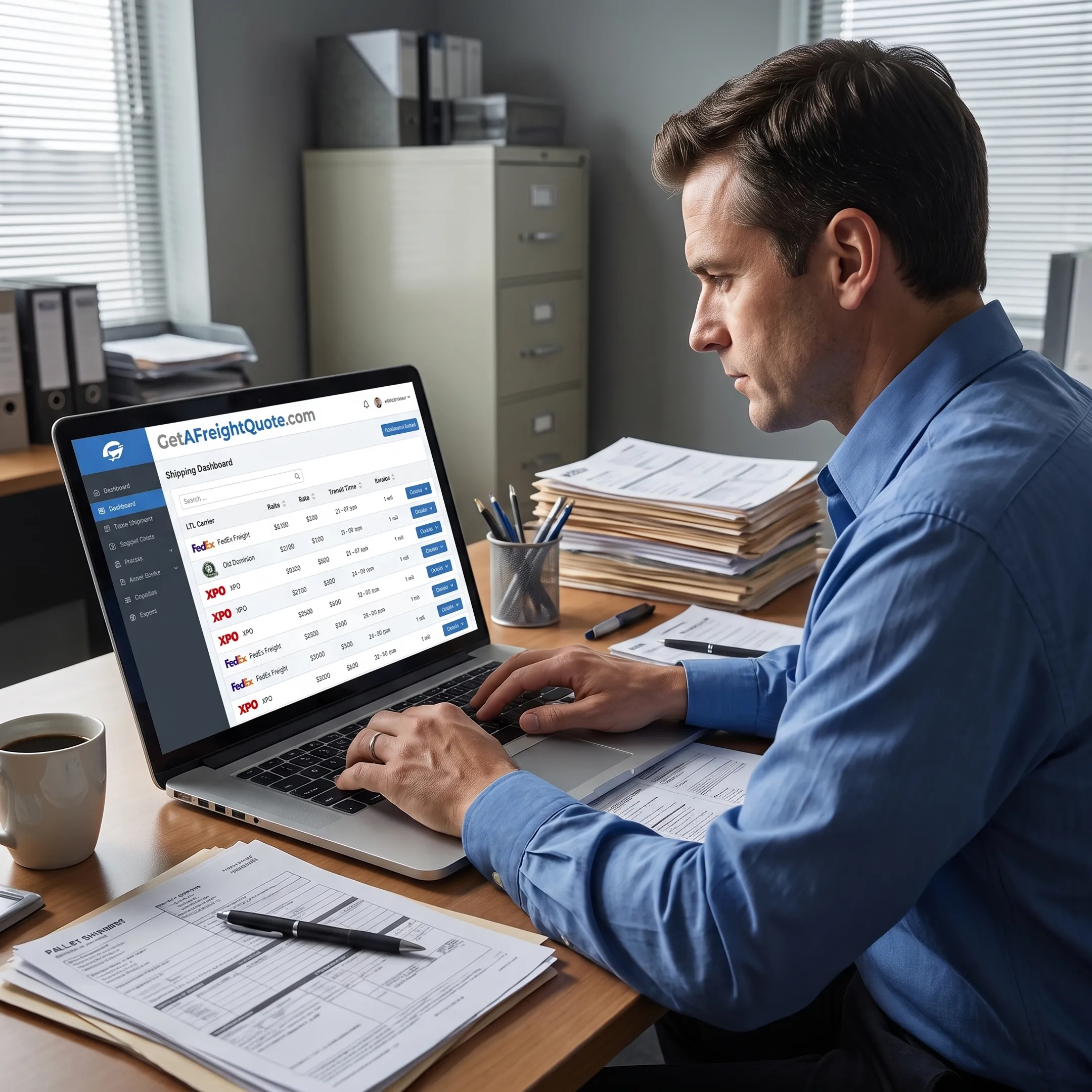 Logistics manager comparing LTL freight rates