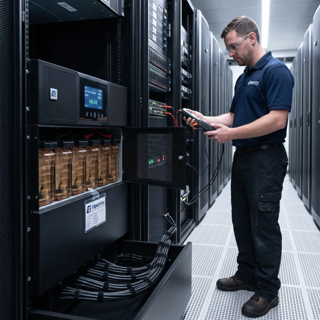 UPS system connected to server rack equipment