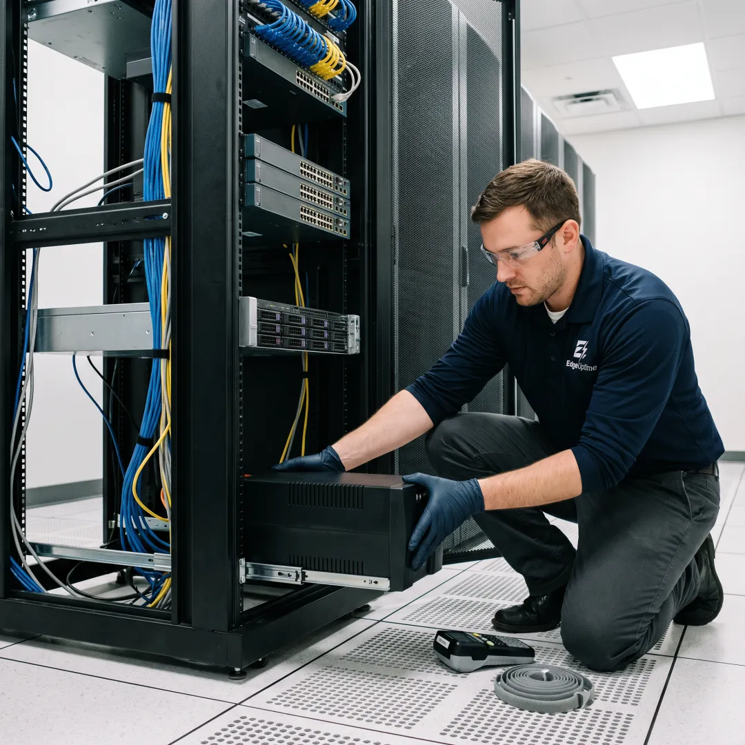 UPS battery backup installation in an IT rack