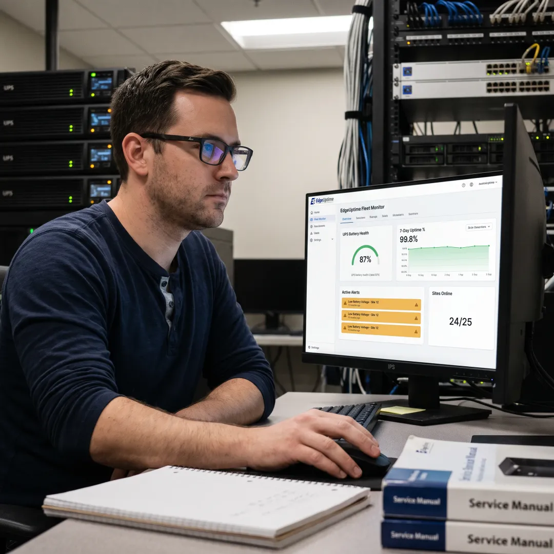 UPS monitoring dashboard in server room