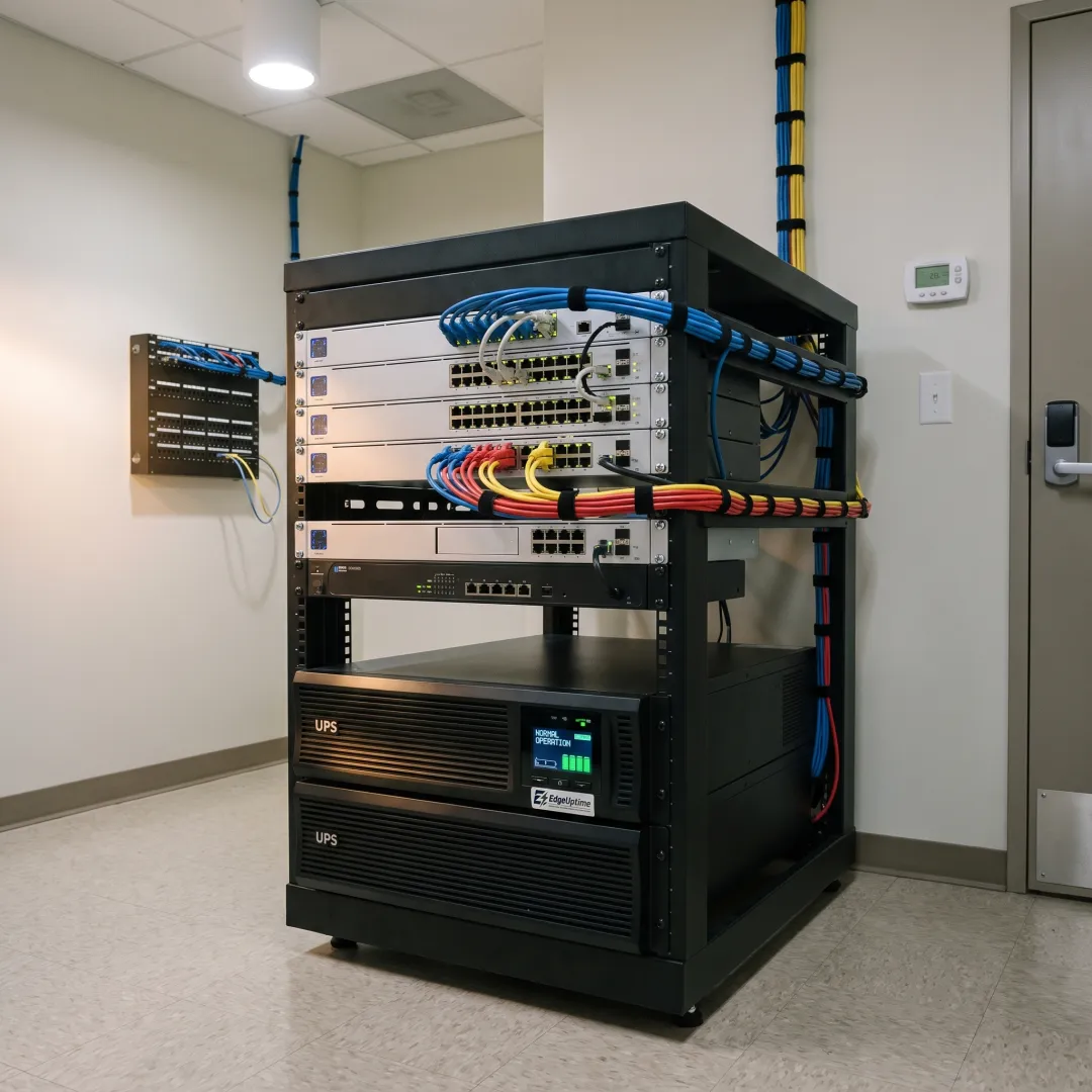 Small office server rack with networking gear