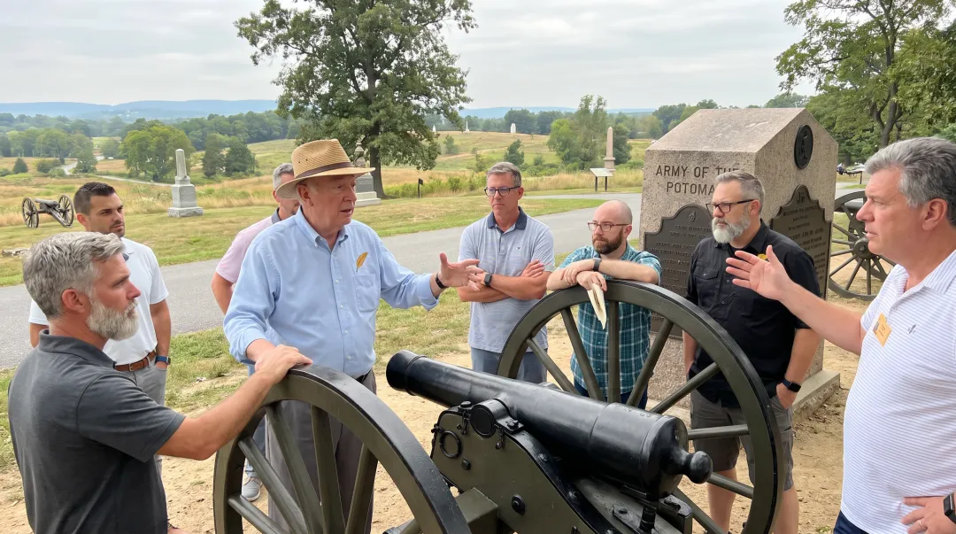 Leadership team training exercise at historic Gettysburg battlefield site