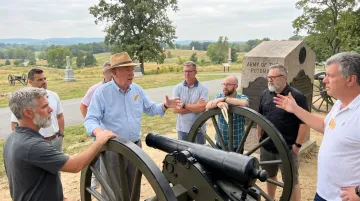 Leadership team training exercise at historic Gettysburg battlefield site
