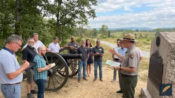 Executive leadership team training exercise at historic Gettysburg battlefield site