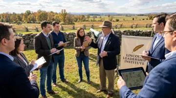 Lincoln Leadership Institute training session at historic Gettysburg battlefield location