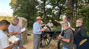 Leadership Institute participants training on historic Gettysburg battlefield grounds