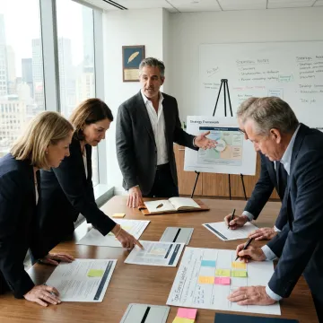 Executive coach guiding senior leaders through a team process