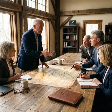 Facilitator leading executives through leadership training