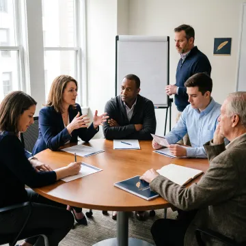 Business team practicing collaborative communication