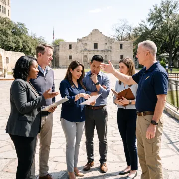 Leadership group learning at the Alamo in San Antonio