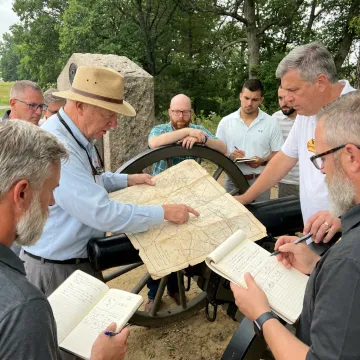 Leaders participating in an experiential training discussion