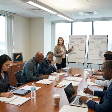 Corporate leaders practicing negotiation skills in a facilitated workshop