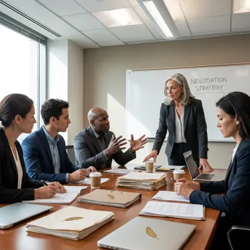 Corporate leadership team in contract negotiation training
