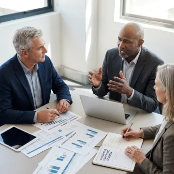 Executive leaders in a facilitated coaching discussion