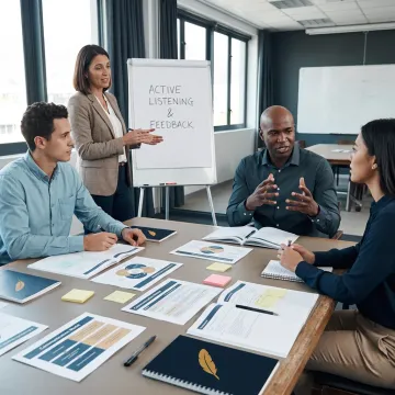 Managers practicing communication in a leadership workshop