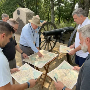 Executive leadership workshop at a historic battlefield