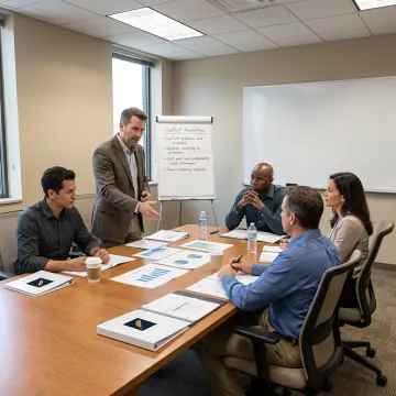 Leaders participating in a facilitated conflict resolution workshop