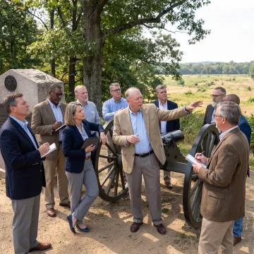Executive leadership group in a strategic outdoor discussion