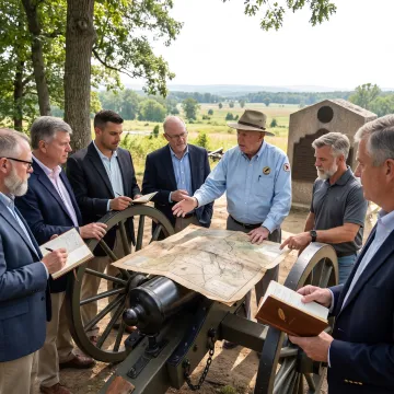 Facilitator leading leaders through a historic-site discussion