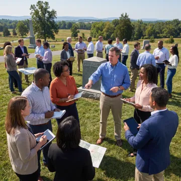 Leadership team in an outdoor facilitated discussion