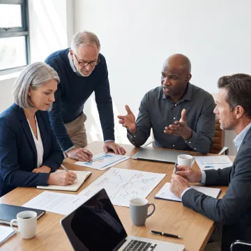 Executive leaders collaborating during a coaching session