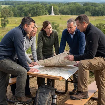 Leadership team learning outdoors at Gettysburg