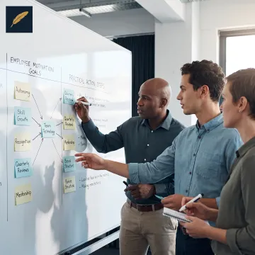 Team discussing motivation and leadership goals