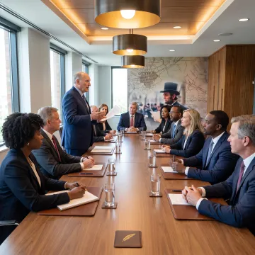 Executive presenting confidently to a leadership team