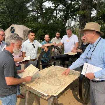 Leadership team collaborating during an immersive training session